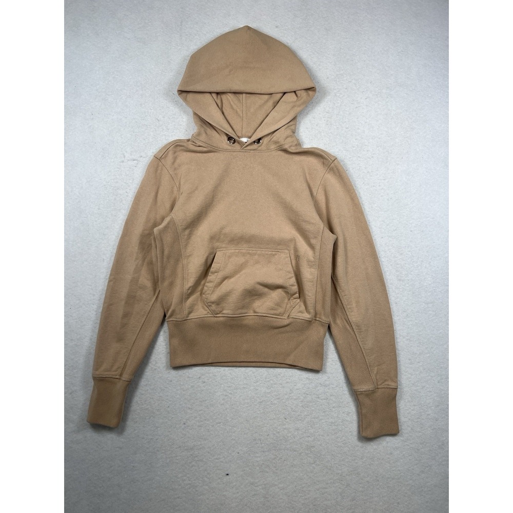 Helmut Lang Women's M Men's XS Tan Cropped Embroidered Logo Hoodie EUC